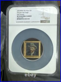 2023 MW Niue $1 Gilt Vincent Van Gogh Self Portrait PF70 Ultra Cameo NGC 2023 MW Niue $1 Gilt Vincent Van Gogh Self Portrait PF70 Ultra Cameo NGC