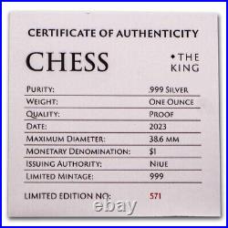 2023 Niue 1 oz Silver Chess King Black Proof SKU#277501