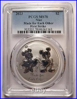 2023 Niue 1 oz Silver Mickey & Minnie PCGS MS-70 FS Made for each other
