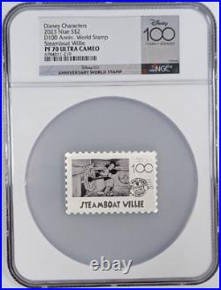 2023 Niue $2 Disney Mickey Steamboat Willie 100 Stamp 1 oz Silver Coin NGC PF70