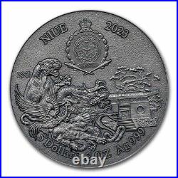 2023 Niue 2 oz Silver Antique Shaolin Kung Fu Dragon SKU#272440