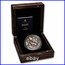 2023 Niue 2 oz Silver Antique Steampunk Metal Wolf