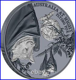 2023 Niue Australia at Night Flying Fox 1 oz Silver Coin with Mintage of 1000