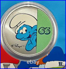 2023 Niue Colorized 1 oz Silver $2 Smurfs 65th Anniversary Coin in TEP