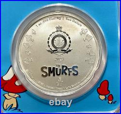 2023 Niue Colorized 1 oz Silver $2 Smurfs 65th Anniversary Coin in TEP
