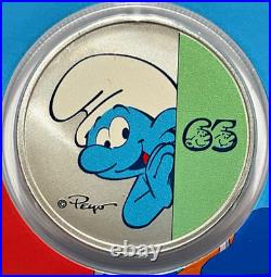 2023 Niue Colorized 1 oz Silver $2 Smurfs 65th Anniversary Coin in TEP 2023 Niue Colorized 1 oz Silver $2 Smurfs 65th Anniversary Coin in TEP