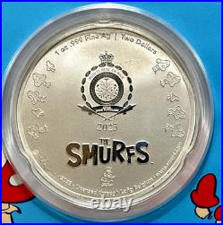2023 Niue Colorized 1 oz Silver $2 Smurfs 65th Anniversary Coin in TEP