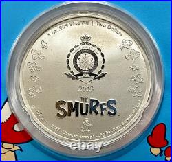 2023 Niue Colorized 1 oz Silver $2 Smurfs 65th Anniversary Coin in TEP