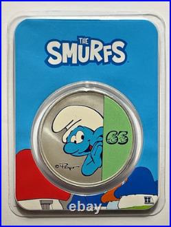 2023 Niue Colorized 1 oz Silver $2 Smurfs 65th Anniversary Coin in TEP