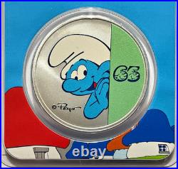 2023 Niue Colorized 1 oz Silver $2 Smurfs 65th Anniversary Coin in TEP