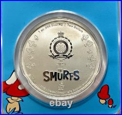 2023 Niue Colorized 1 oz Silver $2 Smurfs 65th Anniversary Coin in TEP