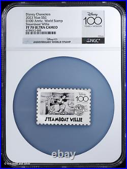 2023 Niue Disney 100th Ann. Steamboat Willie 1 oz Silver Stamp NGC PF70 UC