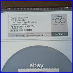 2023 Niue Disney 10 Steamboat Willie World Stamp 1oz Silver $2 Coin NGCX Proof10