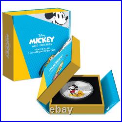 2023 Niue Disney Mickey and Friends Mickey and Pluto 3oz Silver Colorized Proof
