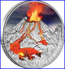 2023 Niue Forces of Nature Volcano HR 2 oz Silver Coin with 750 Mintage only