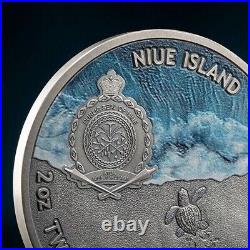 2023 Niue Loggerhead Sea Turtle Lifelong Journey 2 oz Antique Silver Coin