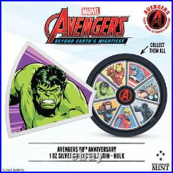 2023 Niue Marvel Avengers 60th Ann. Hulk 1oz Silver Proof Coin