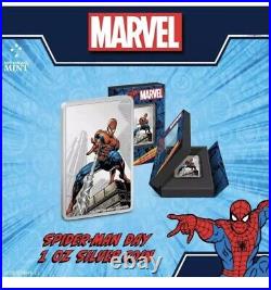 2023 Niue Marvel Spider Man Day 1 oz Silver Colorized Proof Poster Mintage 2023