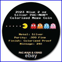2023 Niue PAC-MAN COLORIZED Silver Coin 2oz. 999 Circular Maze in Capsule Pacman