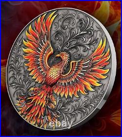 2023 Niue Phoenix Colorized 1 oz. 999 silver Antique Finish coin Mintage of 1000