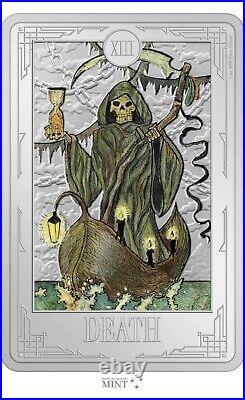 2023 Niue Tarot Cards DEATH 13 XIII 1oz. 999 Silver Colorized Proof Bar Coin New 2023 Niue Tarot Cards DEATH 13 XIII 1oz. 999 Silver Colorized Proof Bar Coin New