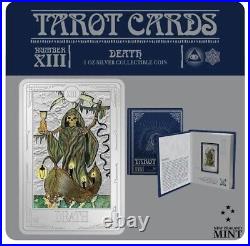 2023 Niue Tarot Cards DEATH XIII 1 oz Silver Colorized Proof Coin Mintage 2000