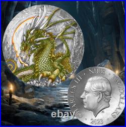 2023 Niue The Fire Drake 50g Silver Antiqued Coin