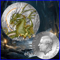 2023 Niue The Fire Drake 50g Silver Antiqued Coin with mintage of only 250