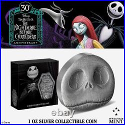 2023 Niue The Nightmare Before Christmas Coin 1oz Silver Shaped Jack Skellington