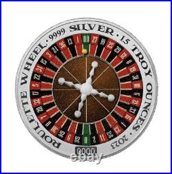 2023 PAMP Roulette Wheel 1.5 oz Spinning Silver Coin Only 3600 NIUE. 999