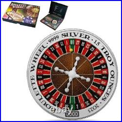 2023 Roulette Wheel Spinning 1.5 Oz Pure Silver Coin Niue Pamp Sa