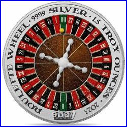 2023 Roulette Wheel Spinning 1.5 Oz Pure Silver Coin Niue Pamp Sa