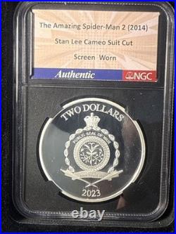 2023 Stan Lee Captain Marvel Nlue S $2 NGC PF 10 UC Film 1oz Silver
