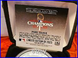 2023 Texas Rangers World Series Champions 1 Oz Silver Round World Champs Coa