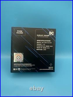 2024 1oz 999 FINE SILVER COLORIZED PROOF HARLEY QUINN Niue with BOX AND COA #116