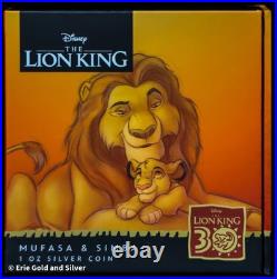 2024 Disney The Lion King Mufasa & Simba 1 oz Silver in OGP