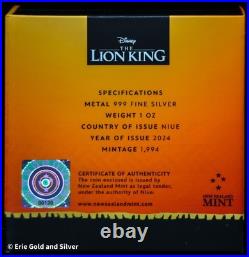 2024 Disney The Lion King Mufasa & Simba 1 oz Silver in OGP 2024 Disney The Lion King Mufasa & Simba 1 oz Silver in OGP