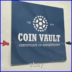 2024 Fiji 1 oz Silver Coin Vault Coin with Metal Base With COA NOTE Crease in COA 2024 Fiji 1 oz Silver Coin Vault Coin with Metal Base With COA NOTE Crease in COA