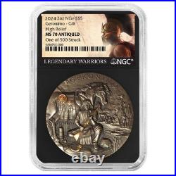 2024 Geronimo 2 oz High Relief Silver Antiqued & Gold Gilded NGC MS70