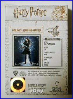 2024 -HERMIONE GRANGER HARRY POTTER Patronus 1oz Silver Coin 2000 mintage 2024 -HERMIONE GRANGER HARRY POTTER Patronus 1oz Silver Coin 2000 mintage