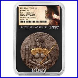 2024 Joan of Arc 2 oz High Relief Silver Antiqued & Gold Gilded NGC MS70 2024 Joan of Arc 2 oz High Relief Silver Antiqued & Gold Gilded NGC MS70