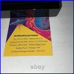 2024 NIUE 1oz 99.9% Silver No. 335, Mintage 999. Digital Color Ancient Encounters