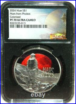 2024 Niue $1 Mars From Phobos Colorized 1 OZ Silver Coin NGC PF70 Ultra Cameo