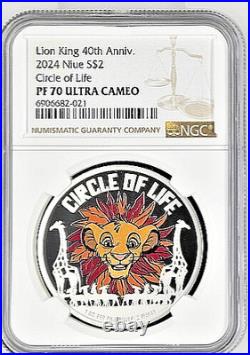 2024 Niue $2 DISNEY Lion King Circle of Life 30th Anniv NGC PF70 Pop 7