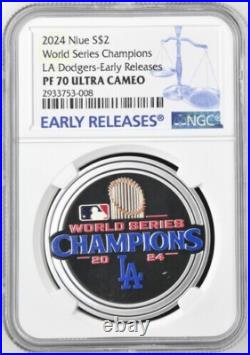 2024 Niue $2 LA DODGERS World SERIES Champions 1 Oz SILVER Proof NGC PF70 ER
