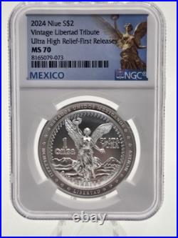 2024 Niue $2 Vintage Libertad Ultra High Relief-First Releases NGC MS 70