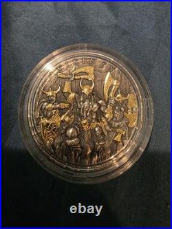 2024 Niue 2 oz Silver Antique Vikings (Gilded) with Box & COA. 999 #034