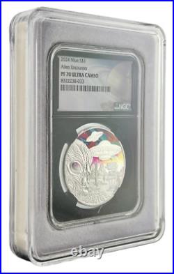 2024 Niue Alien Encounter 1 oz Silver Coin NGC PF 70 UCAM Galaxy Label 90 MINTED 2024 Niue Alien Encounter 1 oz Silver Coin NGC PF 70 UCAM Galaxy Label 90 MINTED