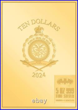 2024 Niue DC Batman 516 Comic 5 oz Silver Gilded Colorized Proof Coin