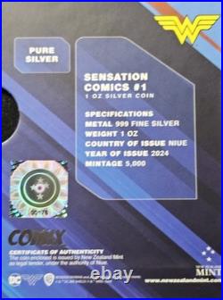2024 Niue DC Sensation Comics Wonder Woman COMIX 1oz Silver Proof Coin OGP